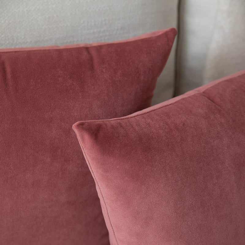 Rythome Set of 2 Velvet Throw Pillow Covers for Couch and Bed - 18"x18", Mauve Dusk - Image 5