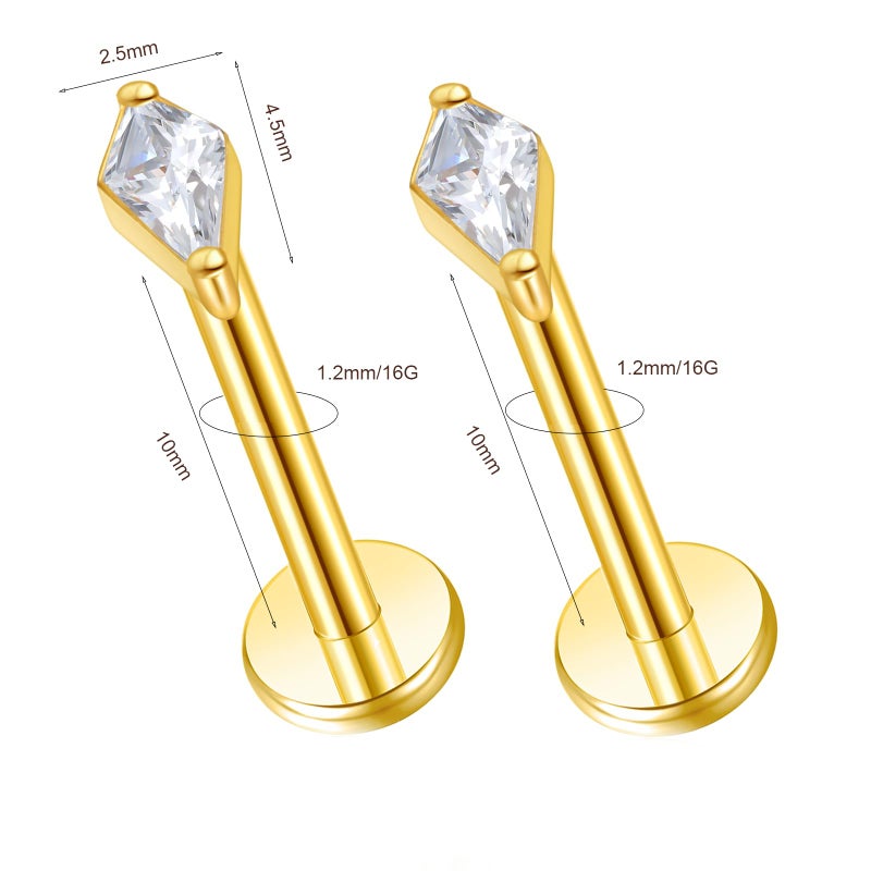ENONTY G23 Titanium 16g 18g 20g Flat Back Studs Earrings | F136 Implant Grade Titanium Press Fit Threadless Push in Labret Cartilage Helix Lip Monroe Tragus Conch Piercing Jewelry (16g 10mm) - Image 2