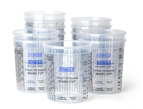 Terbold Paint Mixing Cups, 16oz Disposable Plastic Measuring Cups for Automotive Paint, Epoxy, Resin, Art (Pack of 12) - Image 1