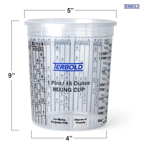 Terbold Paint Mixing Cups, 16oz Disposable Plastic Measuring Cups for Automotive Paint, Epoxy, Resin, Art (Pack of 12) - Image 2