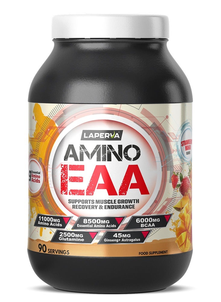 لابيرفا أمينو إي إيه إيه، فراولة مانجو، 90 قرصًا - دعم أميني كامل بمحتوى عالٍ من الأحماض الأمينية المتفرعة السلسلة، يعزز التعافي والقدرة على التحمل - Image 1