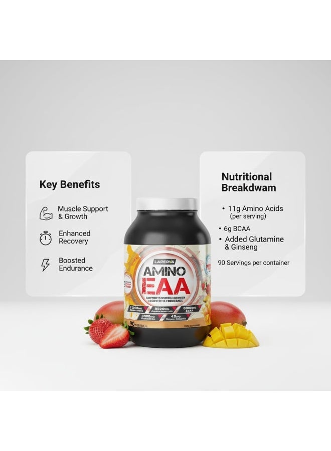 لابيرفا أمينو إي إيه إيه، فراولة مانجو، 90 قرصًا - دعم أميني كامل بمحتوى عالٍ من الأحماض الأمينية المتفرعة السلسلة، يعزز التعافي والقدرة على التحمل - Image 3