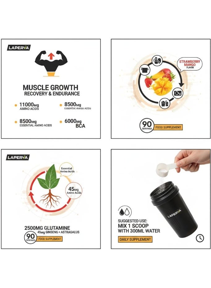 لابيرفا أمينو إي إيه إيه، فراولة مانجو، 90 قرصًا - دعم أميني كامل بمحتوى عالٍ من الأحماض الأمينية المتفرعة السلسلة، يعزز التعافي والقدرة على التحمل - Image 5