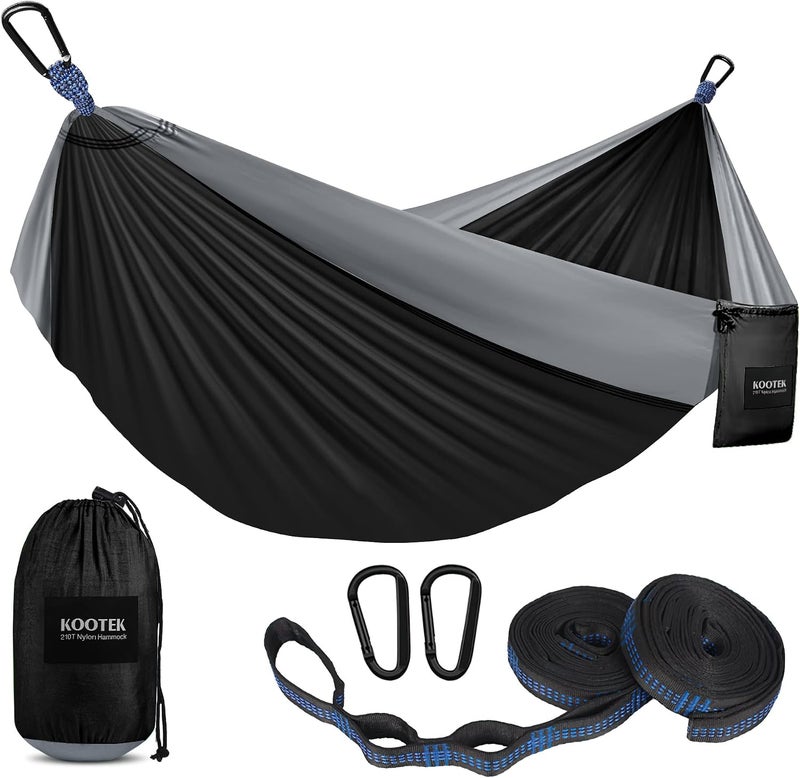 Kootek Lightweight Portable Camping Hammock with Tree Straps - 400 lbs Capacity - Image 1