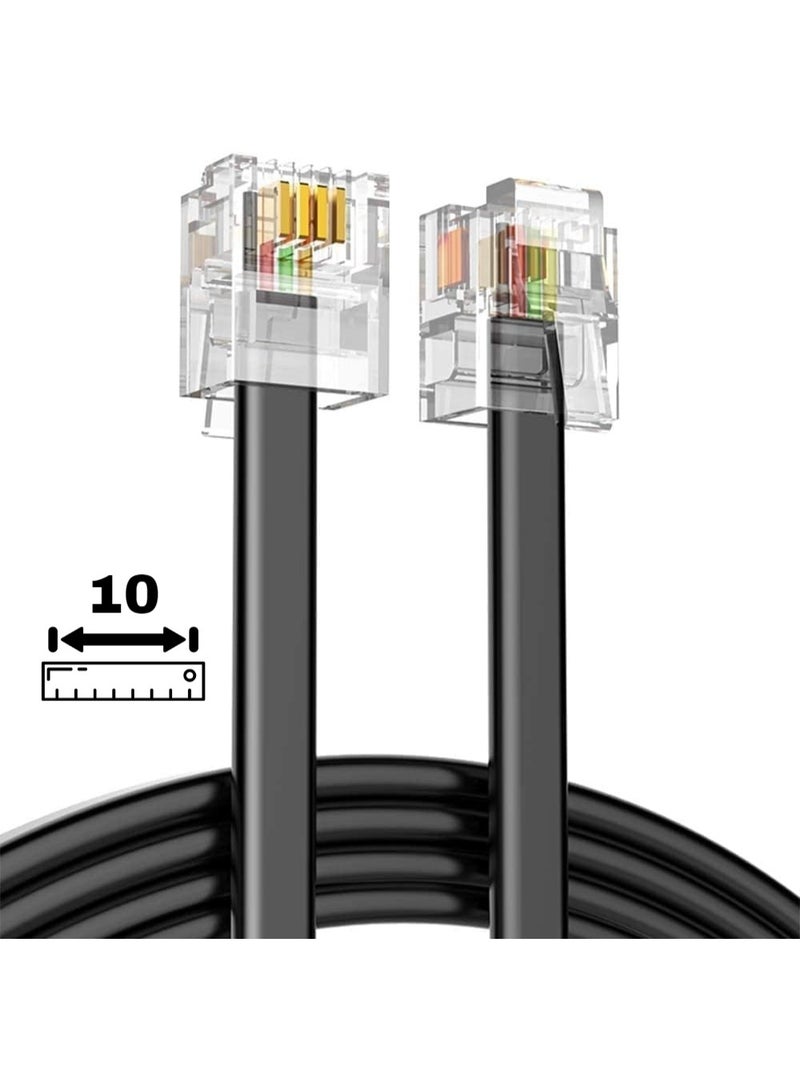 Telephone Extension Cord Telephone Cable Phone Line Landline Wire with Standard RJ-11 Plug Male/Male Black 10Meter - Image 1
