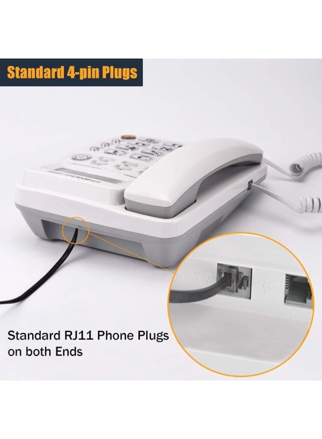 Telephone Extension Cord Telephone Cable Phone Line Landline Wire with Standard RJ-11 Plug Male/Male Black 10Meter - Image 4