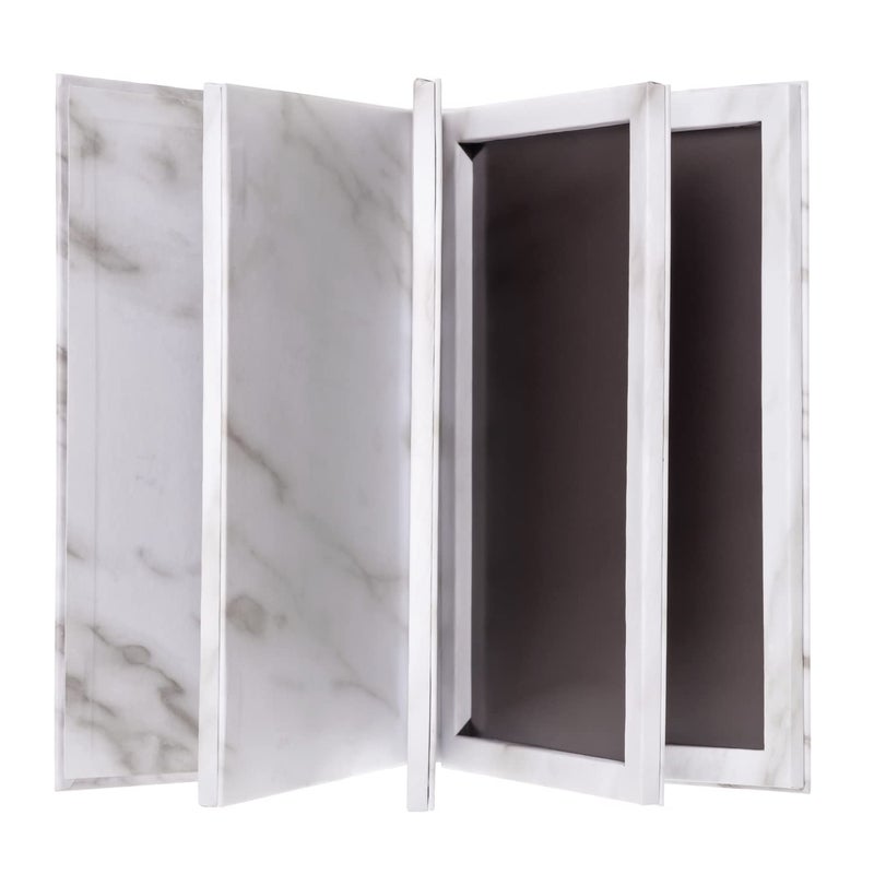 Allwon 4-Layer Book Shaped Marble Magnetic Palette Large Empty Makeup Palette Storage Box for Eyeshadow Lipstick Blush Powder (White) - Image 2