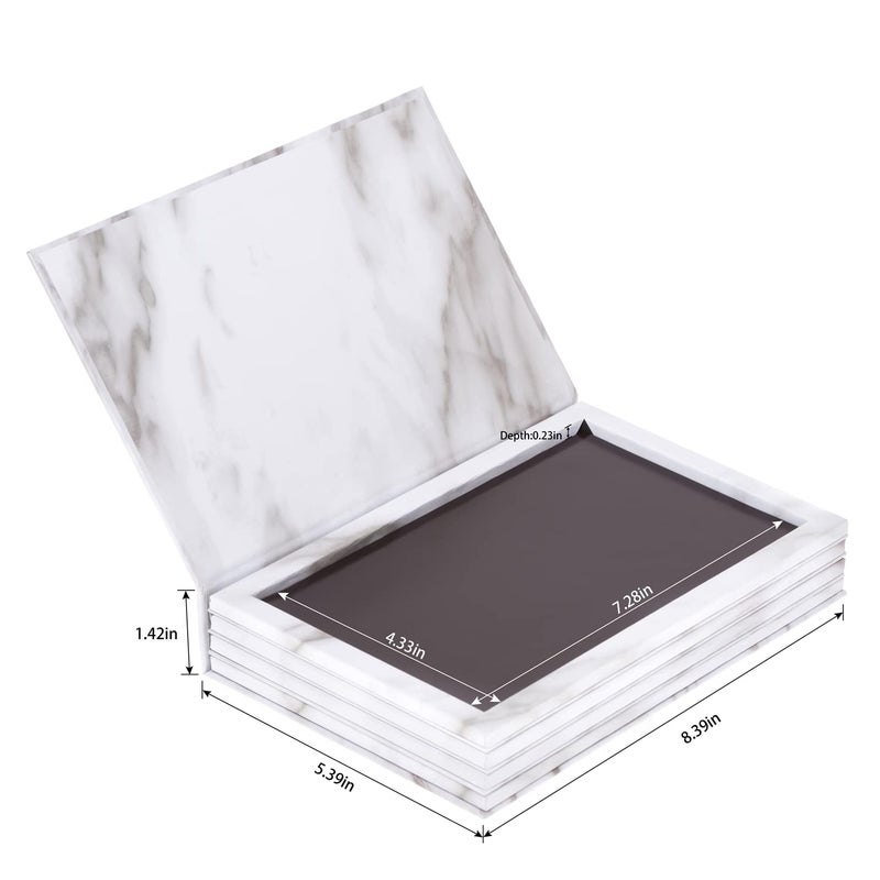 Allwon 4-Layer Book Shaped Marble Magnetic Palette Large Empty Makeup Palette Storage Box for Eyeshadow Lipstick Blush Powder (White) - Image 3