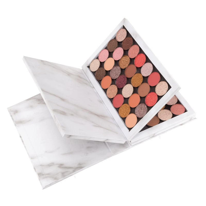 Allwon 4-Layer Book Shaped Marble Magnetic Palette Large Empty Makeup Palette Storage Box for Eyeshadow Lipstick Blush Powder (White) - Image 5
