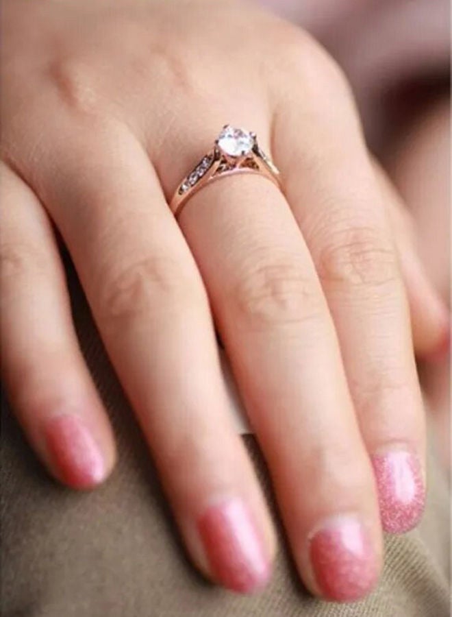 18K Gold Rose Plated Engagement Ring - Image 4