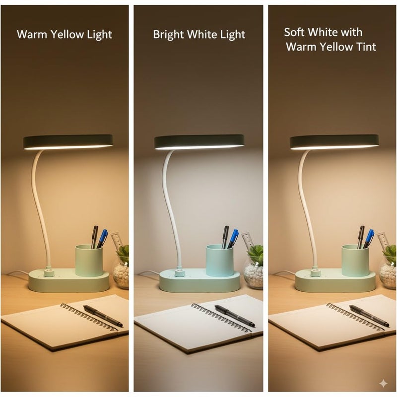 Oval Base Adjustable Desk Lamp – W20xD9.5xH33cm, LED Table Lamp for Computer or Desk, USB Rechargeable Reading Study Lamp for Kids (Light Sky Blue) - Image 3