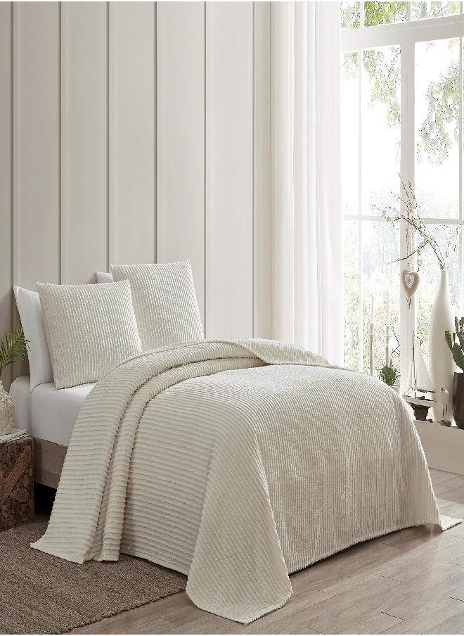 Beatrice Home Fashions - Beatrice Home Fashions Channel Chenille Bedspread, Full, Ivory - Image 1