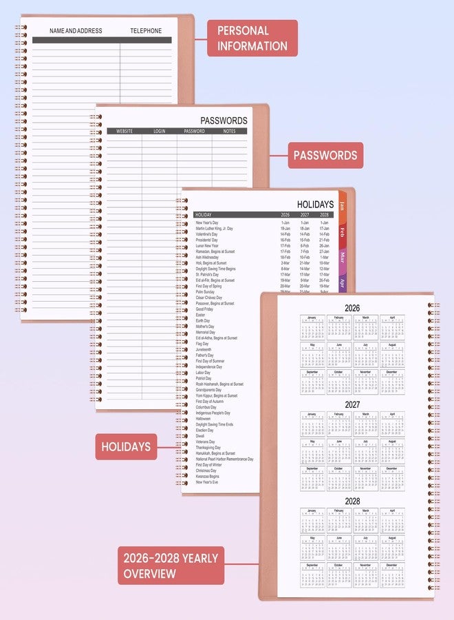 MaaIbok 2026 Monthly Planner - 9'' x 11'' JAN. 2026 - DEC. 2026, 12 Monthly Planner Spiral Bound, Monthly Calendar 2026 with Soft Leather Cover, 15 Note Pages, Monthly Tabs, Inner Pocket - Image 5