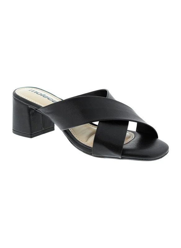 MOLECA Moleca Ladies Mid Heel Sandals Black | Made In Brazil