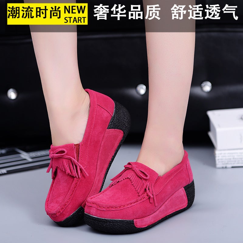 2020 Thick Bottom Tassel Platform Women'S Shoes Wedge Shoes Moms Flat Rocking Shoes Beans Shoes Women'S Large Size 43 - Image 5
