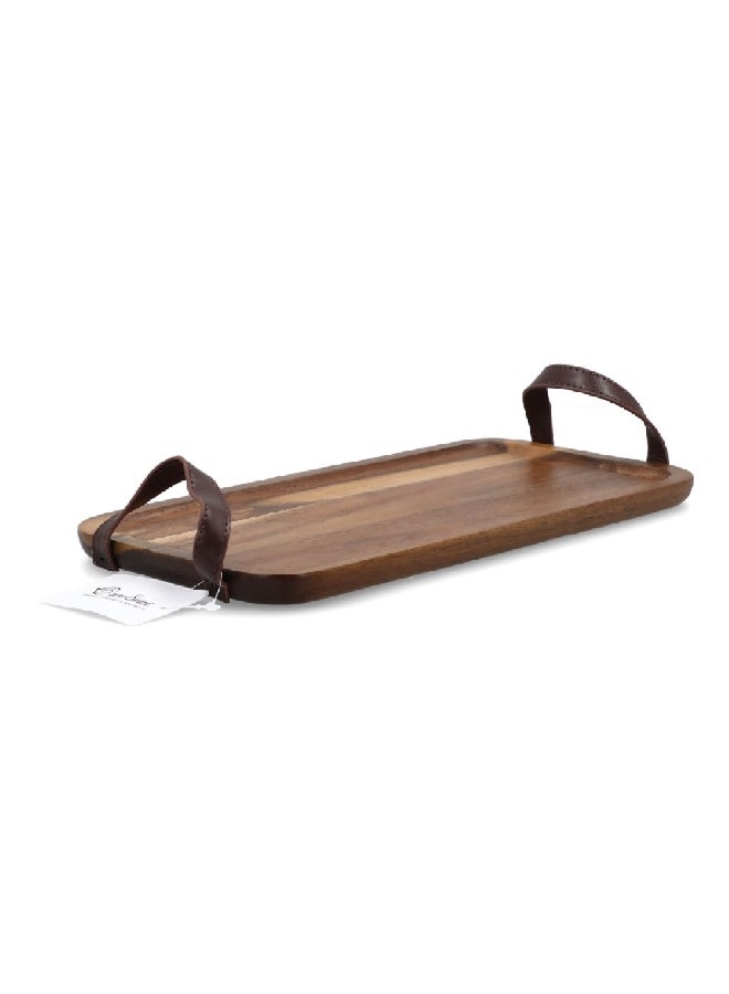 Bien Servi Rectangular Acacia Serving Tray with Handles Brown 32 x 18 cm AW18-X098-M - Image 2