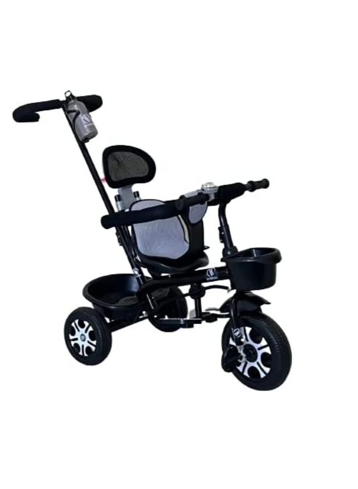 Ntech دراجة ثلاثية العجلات للأطفال من NTECH مزودة بمقود دفع ودراجة ثلاثية العجلات للأطفال من سن 1 إلى 6 سنوات، دراجة ثلاثية العجلات للأطفال مع مقود دفع ودراجة ثلاثية العجلات للأولاد والبنات، دراجة ثلاثية العجلات للأطفال الصغار باللون الأسود - Image 1