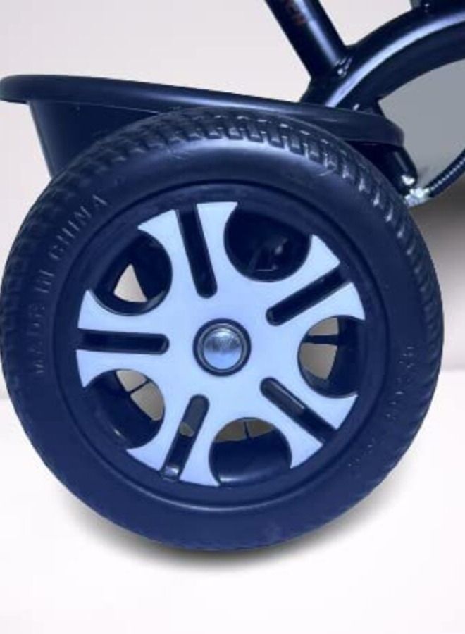 Ntech دراجة ثلاثية العجلات للأطفال من NTECH مزودة بمقود دفع ودراجة ثلاثية العجلات للأطفال من سن 1 إلى 6 سنوات، دراجة ثلاثية العجلات للأطفال مع مقود دفع ودراجة ثلاثية العجلات للأولاد والبنات، دراجة ثلاثية العجلات للأطفال الصغار باللون الأسود - Image 4