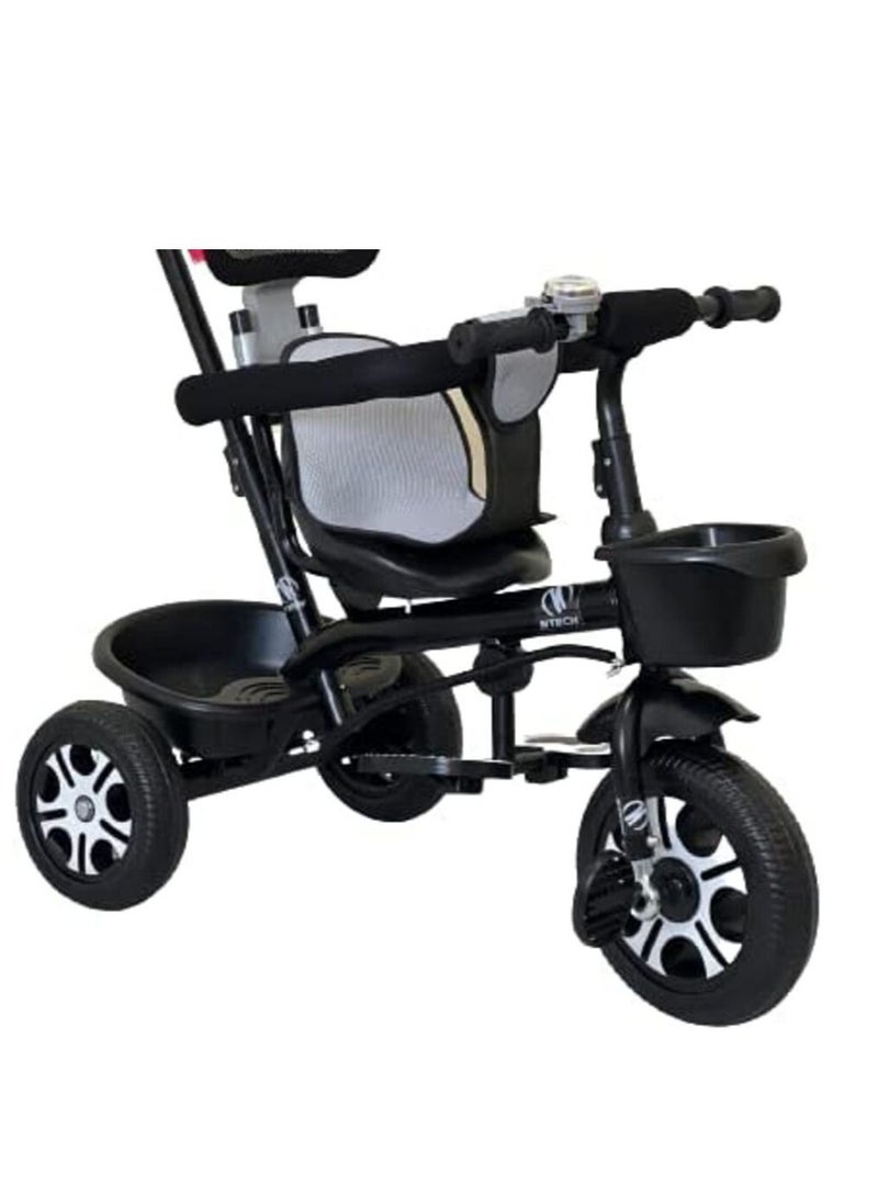 Ntech دراجة ثلاثية العجلات للأطفال من NTECH مزودة بمقود دفع ودراجة ثلاثية العجلات للأطفال من سن 1 إلى 6 سنوات، دراجة ثلاثية العجلات للأطفال مع مقود دفع ودراجة ثلاثية العجلات للأولاد والبنات، دراجة ثلاثية العجلات للأطفال الصغار باللون الأسود - Image 5