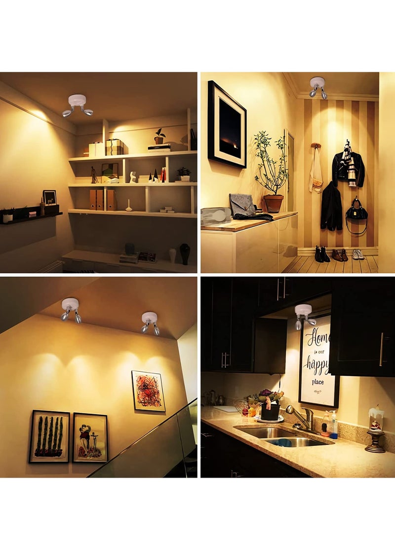 Excefore 2 Pack Dual Head Battery Operated Spotlights with Remote 13 Color Dimmable and Brightness Accent Lights Indoor Wireless RGB LED Spot Light with 360 Degrees Rotatable Head Stick on Wall Hallway White  - Image 4