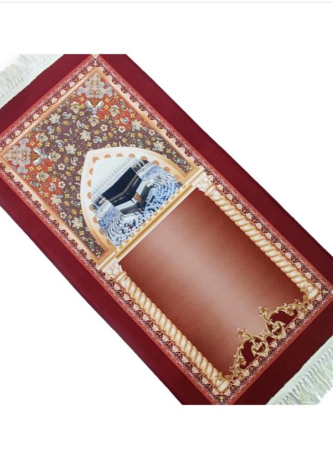 سجادة صلاة إسلامية راقية مصنوعة من شرابات كريستال مخملية منسوجة يدويًا - Image 4