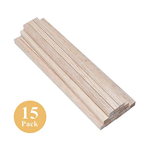 Craftiff Balsa Wood Sticks 1/2 Inch Square Dowels 12" Long - Pack of 15 by Craftiff (15 Pcs) - Image 3