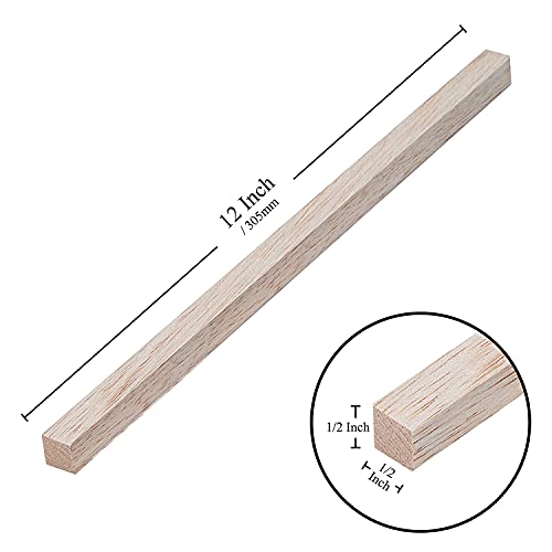 Craftiff Balsa Wood Sticks 1/2 Inch Square Dowels 12" Long - Pack of 15 by Craftiff (15 Pcs) - Image 2