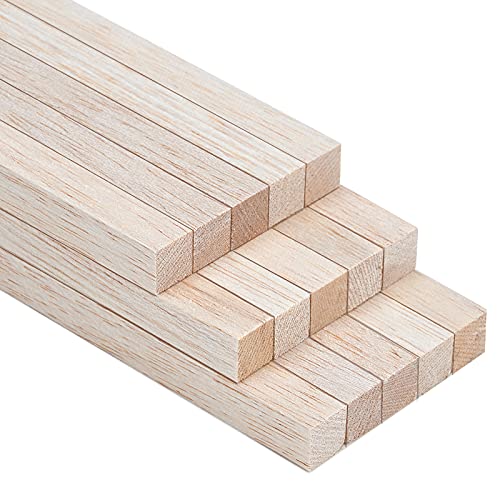 Craftiff Balsa Wood Sticks 1/2 Inch Square Dowels 12" Long - Pack of 15 by Craftiff (15 Pcs) - Image 1