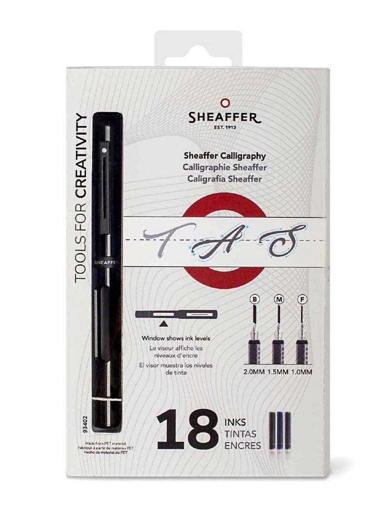 Sheaffer® Calligraphy Matte Black Fountain pen Minikit with Black cap and Matte Black Trim in Hangsell - F, M, B nibs - Image 1