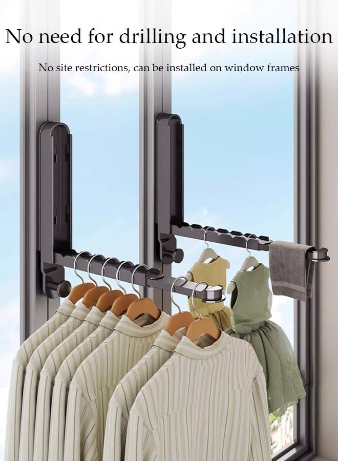 DUNISO Over The Wall Hanger Folding Clothes Drying Rack，Multifunctional Extensible Pole，Strong Load Bearing Capacity, Space-Saving, No Drilling，Detachable Design,Suitable For Balcony, Living Room, Bedroom, Bathroom - Image 3