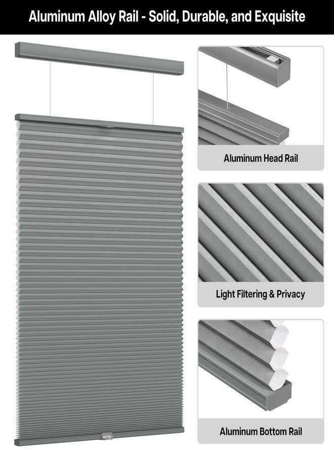 LazBlinds Top Down Bottom Up (TDBU) Cordless Cellular Shades, Light Filtering Honeycomb Shades Thermal Insulation Noise Reduction Blinds for Windows, 23" W x 48" H, Grey - Image 2