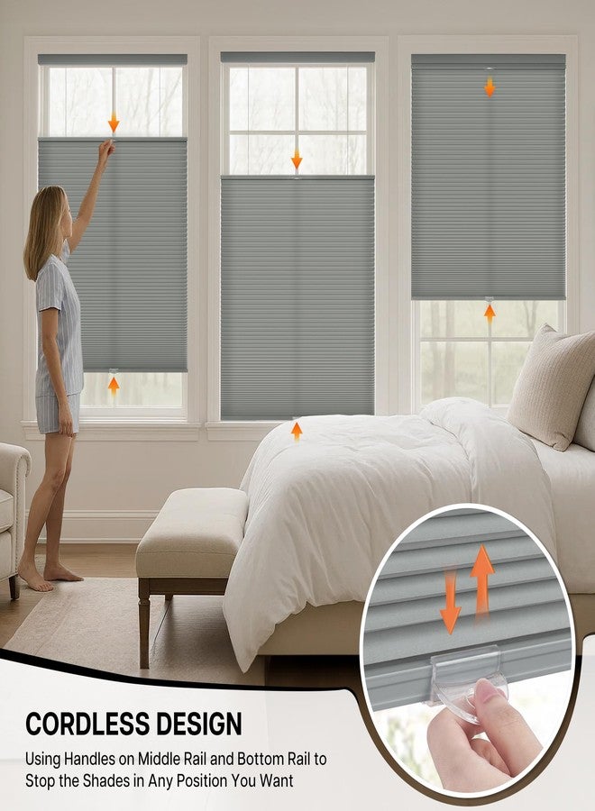 LazBlinds Top Down Bottom Up (TDBU) Cordless Cellular Shades, Light Filtering Honeycomb Shades Thermal Insulation Noise Reduction Blinds for Windows, 23" W x 48" H, Grey - Image 4
