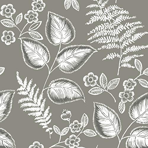 NuWallpaper NUS3143 Foliage Peel Stick Wallpaper Grey - Image 1