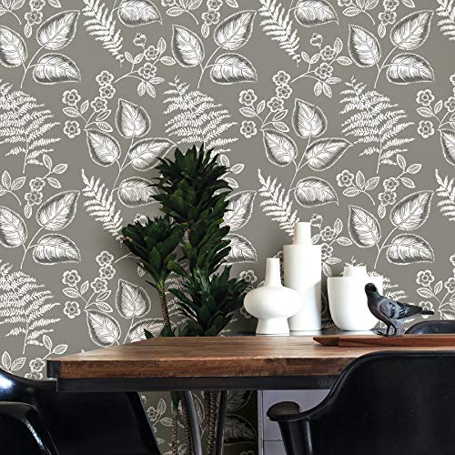 NuWallpaper NUS3143 Foliage Peel Stick Wallpaper Grey - Image 3