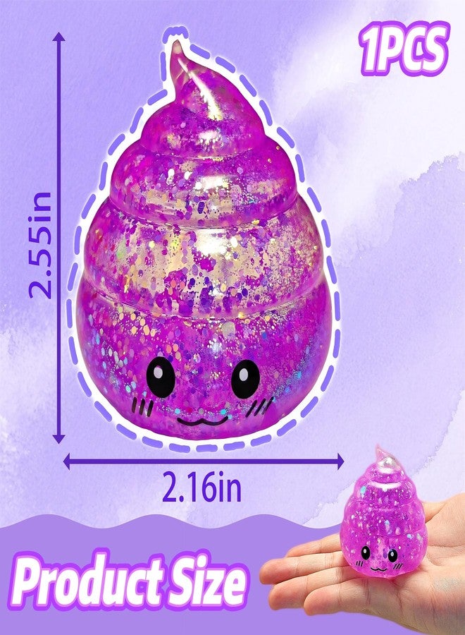EVDERS Novelty Squishy Poop Stress Ball Squishies Toys, Glitter Sensory Poop Stress Sugar Balls, Funny Stretch and Squeeze Fidget Toys for Kids and Adults, Fool's Day Prank Gift Party Favor (Purple) - Image 2