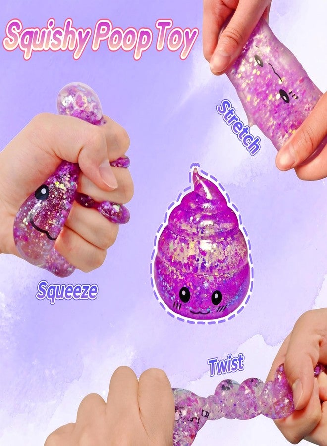 EVDERS Novelty Squishy Poop Stress Ball Squishies Toys, Glitter Sensory Poop Stress Sugar Balls, Funny Stretch and Squeeze Fidget Toys for Kids and Adults, Fool's Day Prank Gift Party Favor (Purple) - Image 3