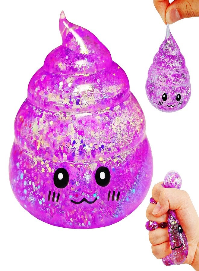 EVDERS Novelty Squishy Poop Stress Ball Squishies Toys, Glitter Sensory Poop Stress Sugar Balls, Funny Stretch and Squeeze Fidget Toys for Kids and Adults, Fool's Day Prank Gift Party Favor (Purple) - Image 1