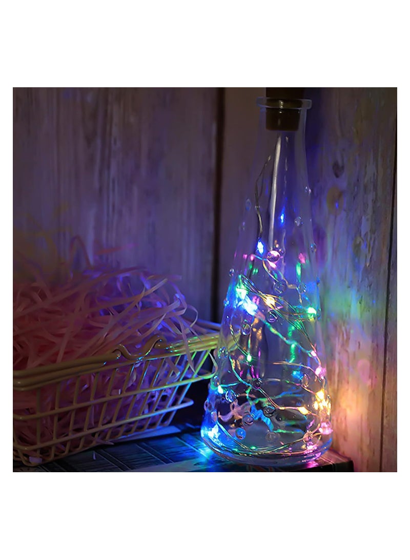 4 Pack USB Colorful Cork String Lights for Wine Bottles, 20 LED Waterproof Copper Wire Fairy Lights for DIY Party, Wedding, Halloween Decorations - Fits Most Bottles (Four Colors)