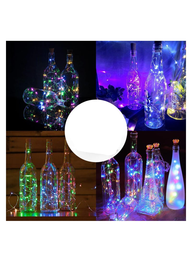 4 Pack USB Colorful Cork String Lights for Wine Bottles, 20 LED Waterproof Copper Wire Fairy Lights for DIY Party, Wedding, Halloween Decorations - Fits Most Bottles (Four Colors)