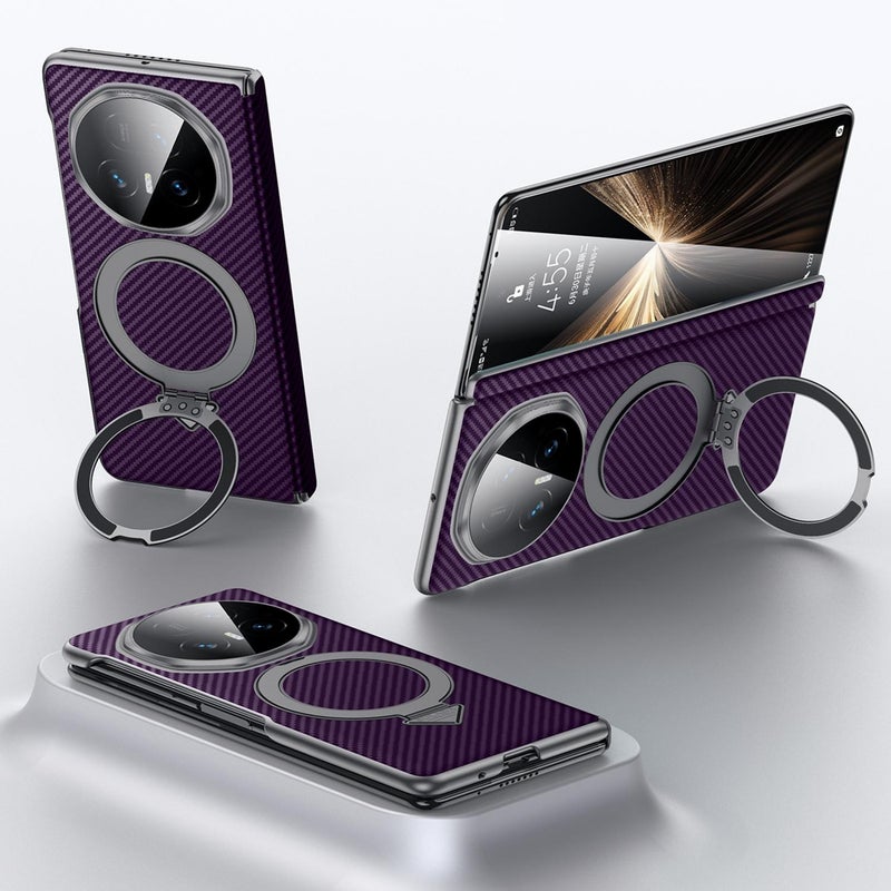 SULADA For Honor Magic V5 Kevlar Texture Magsafe Magnetic Holder Phone Case(Purple) - Image 1