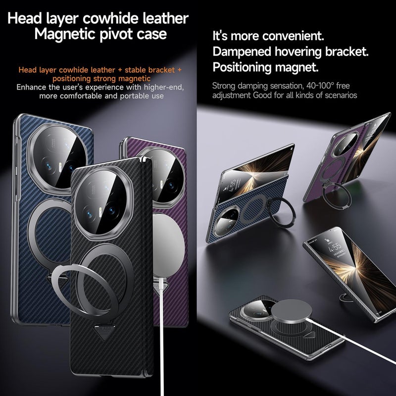 SULADA For Honor Magic V5 Kevlar Texture Magsafe Magnetic Holder Phone Case(Purple) - Image 2