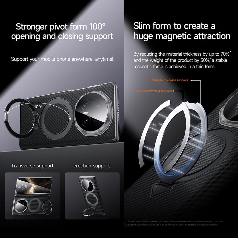 SULADA For Honor Magic V5 Kevlar Texture Magsafe Magnetic Holder Phone Case(Purple) - Image 4