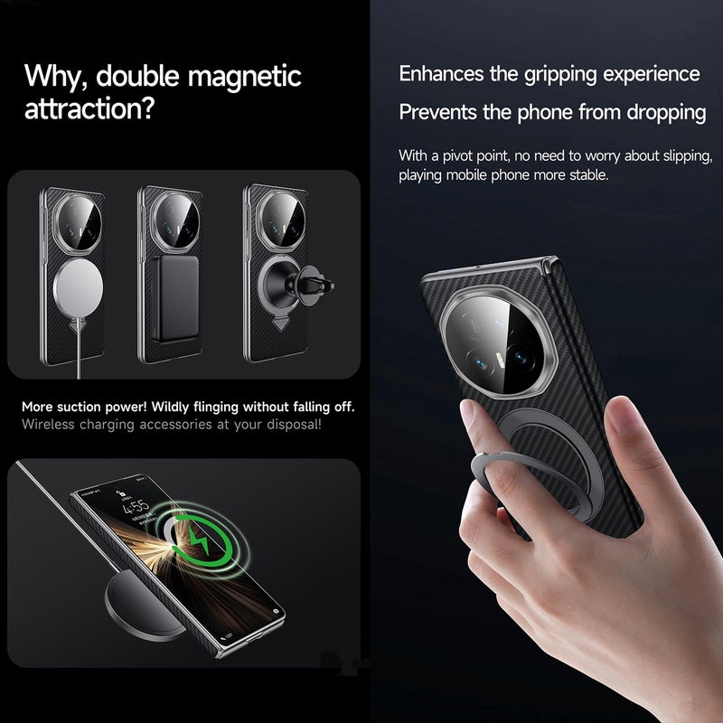 SULADA For Honor Magic V5 Kevlar Texture Magsafe Magnetic Holder Phone Case(Purple) - Image 5