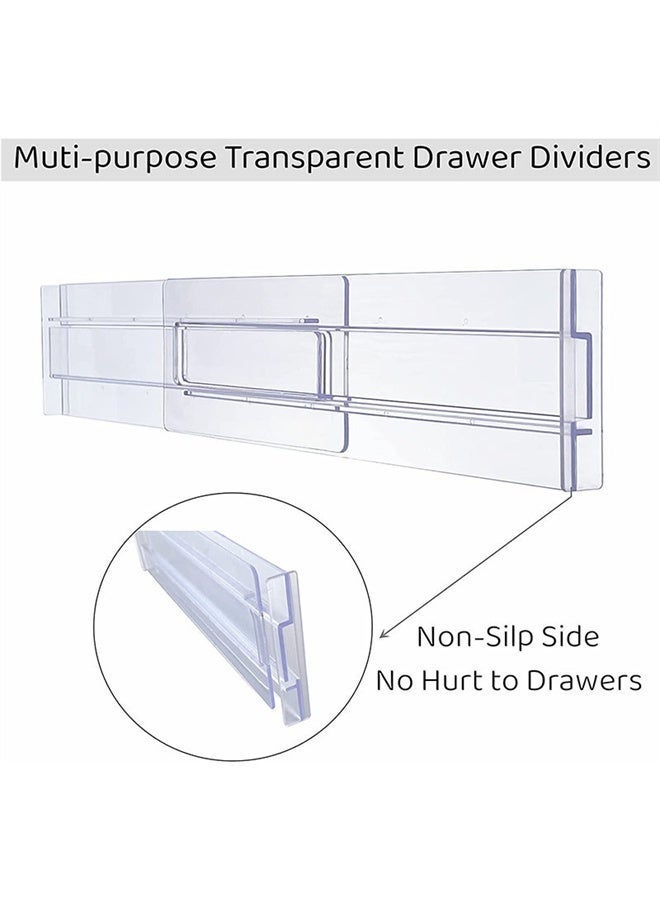 3 Pack Drawer Dividers Organizer, Adjustable 3.2 inch High Expandable from 12-21 inch, Clear Plastic Separators for Clothing, Kitchen Utensils and Office  Storage - Image 3