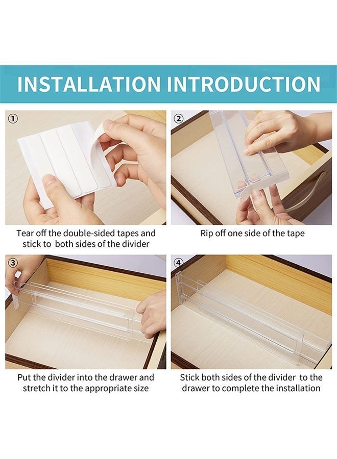 3 Pack Drawer Dividers Organizer, Adjustable 3.2 inch High Expandable from 12-21 inch, Clear Plastic Separators for Clothing, Kitchen Utensils and Office  Storage - Image 5