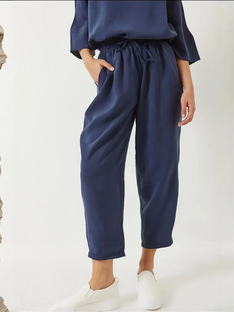 Bianco Lucci Oxford Blue LUCCI Oversized Boat Neck Polyester Two-Piece Co-ord Set for Women | Best Price UAE