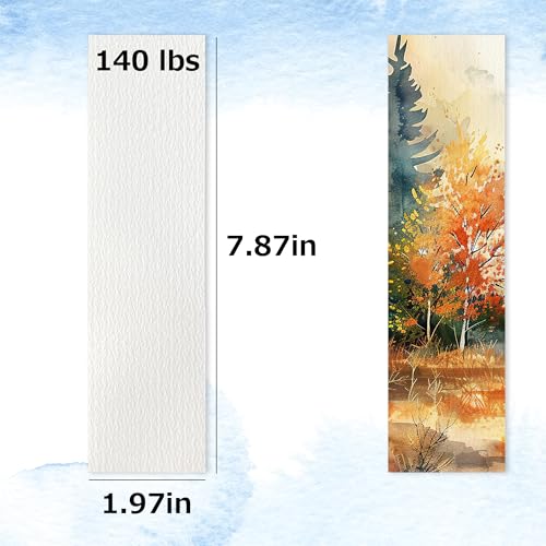 LUFEEMGA 30 PCS Watercolor Paper Blank Bookmarks 1.9" x 7.8", White 140lb Heavyweight Watercolor Paper Cards Bulk for Kids Student Wet,Dry & Mixed Media - Image 2