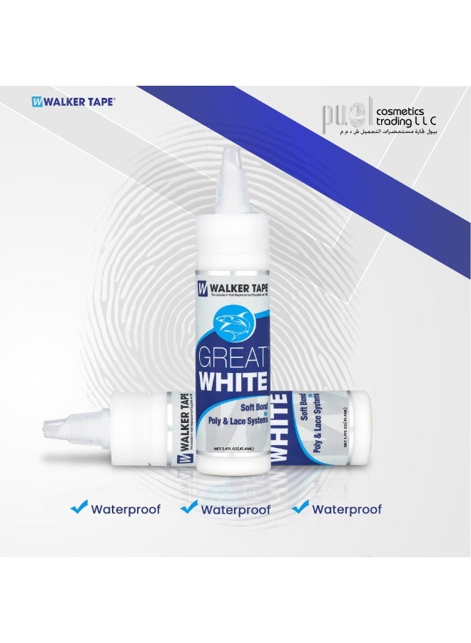 Walker Tape Great White Soft Bond Adhesive 1.4oz – Long-Lasting Hair System Glue with Built-in Brush – Water-Based, Skin-Safe, Max Hold 5 Weeks – For Wigs, Toupees, Lace & Poly Systems - Image 5