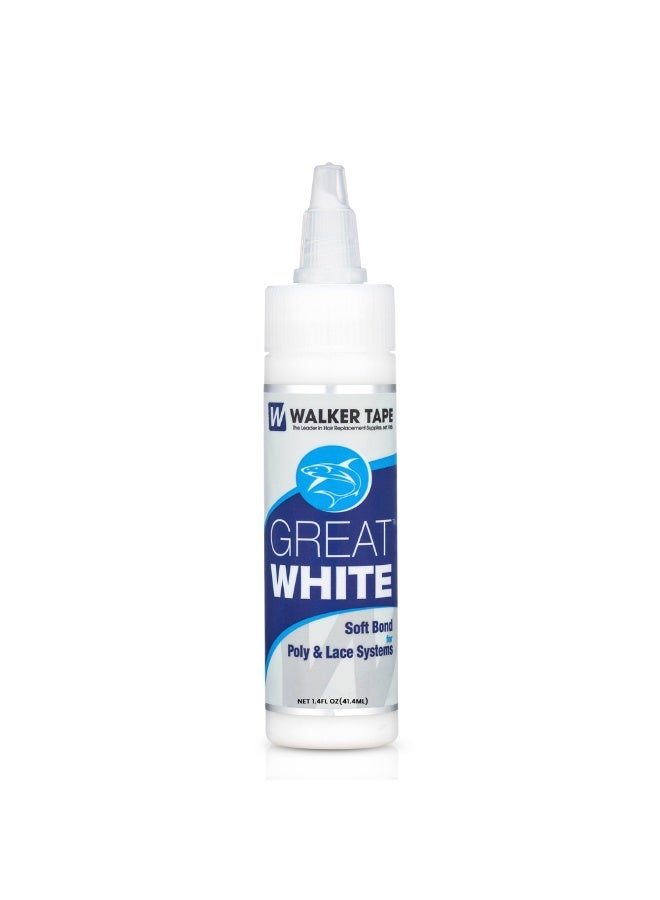 Walker Tape Great White Soft Bond Adhesive 1.4oz – Long-Lasting Hair System Glue with Built-in Brush – Water-Based, Skin-Safe, Max Hold 5 Weeks – For Wigs, Toupees, Lace & Poly Systems - Image 1