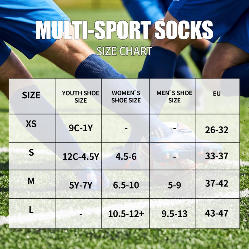 GRAPMKTG 3 Pack Soccer Baseball Softball Socks for Youth Women and Men Knee High Football Socks for Boys Girls Navy Blue Medium - Image 3